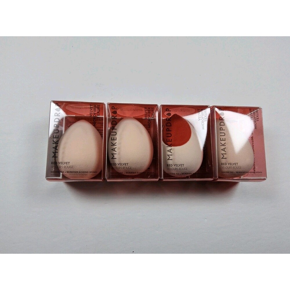 Makeup Drop Lot Of 4 Red Velvet Silicone Pad & Microfiber Blending Sponge